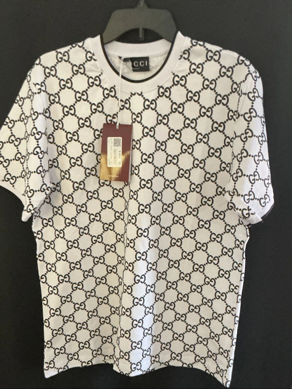 Gucci White Short-Sleeve Monogram Logo Tee